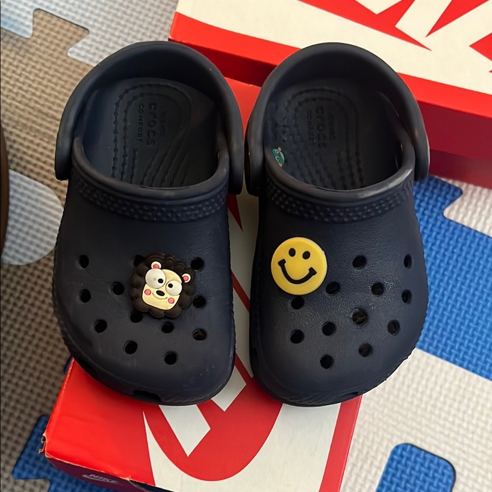 Crocs Navy Blue Clogs with Charms